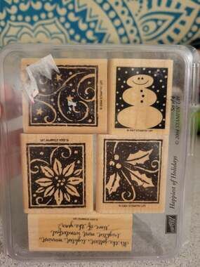 Lot Of Wooden Rubber Stamps 5 Christmas Stampin Up